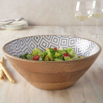 Mikasa 30.4cm Enameled Mango Wood Salad Serving Bowl Food Safe, Fruit, Pasta