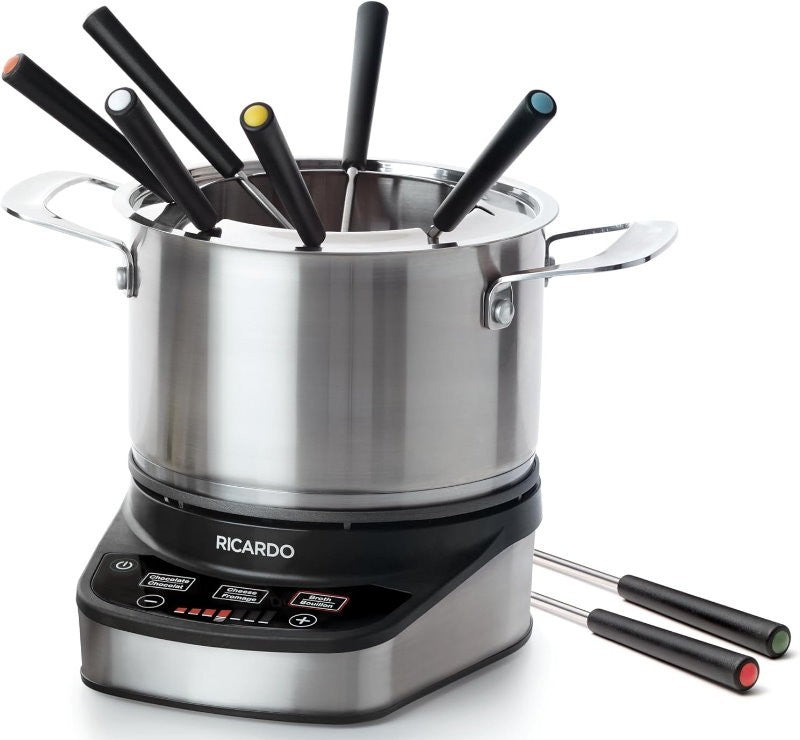 Ricardo 11 Pieces Electric Fondue & Hot Pot Set 3L with 8 Color-Coded Forks