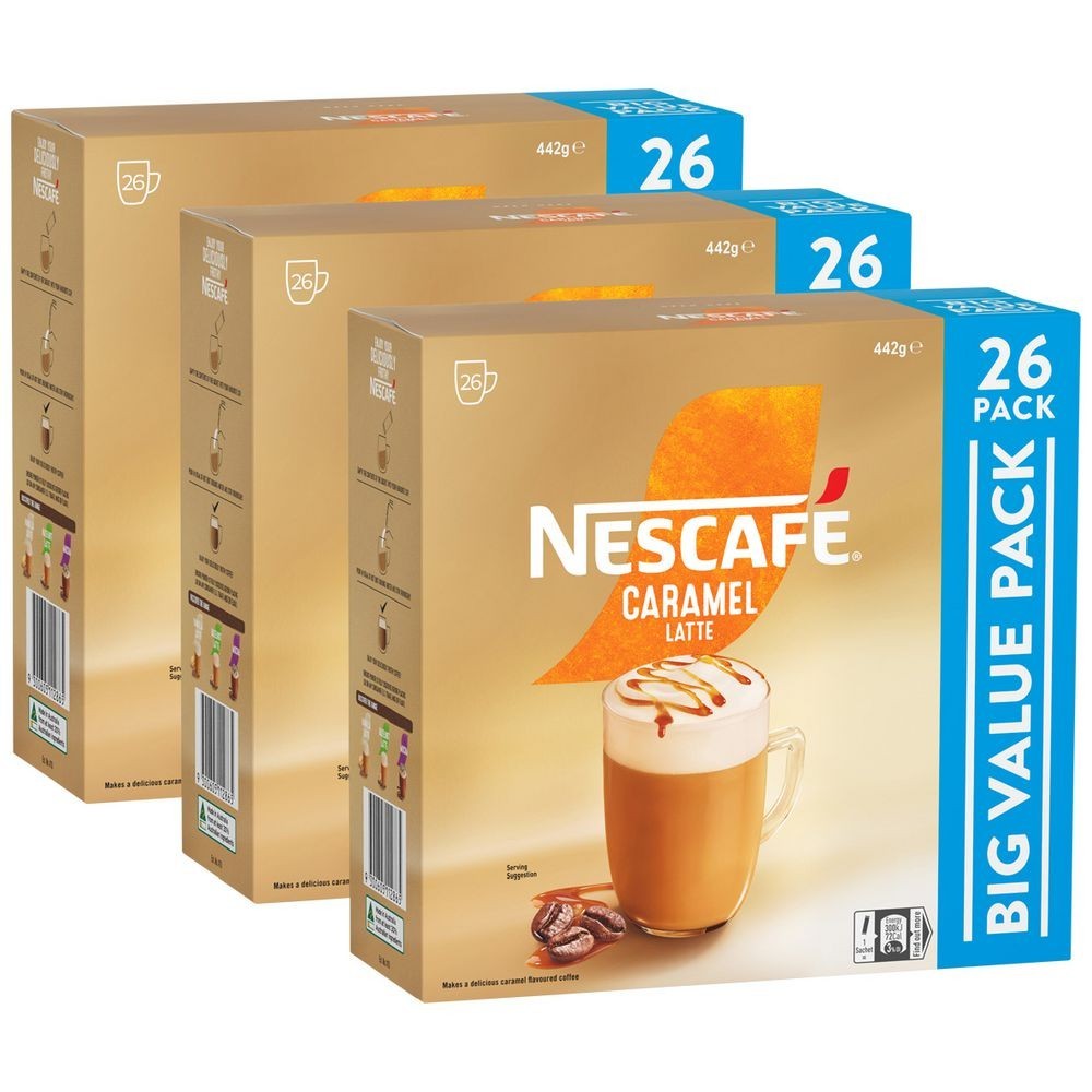 Nescafe Caramel Latte 78 x 17g Instant Coffee Stick Creamy & Frothy Sachets Box