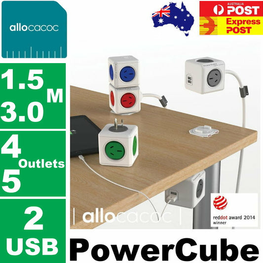 Allocacoc 5-Outlet/4-Outlet 1.5m/3m or 2x USB Original Extended PowerCube