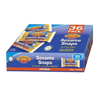 Golden Days Sesame Snaps 36x40g Natural Ingredient Gluten Free Kids School Snack