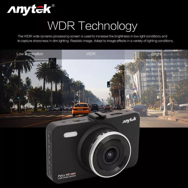 Anytek A78 Car Dash Cam Full HD 1080P Car DVR 170° w/ 24 Hour Parking Monitoring