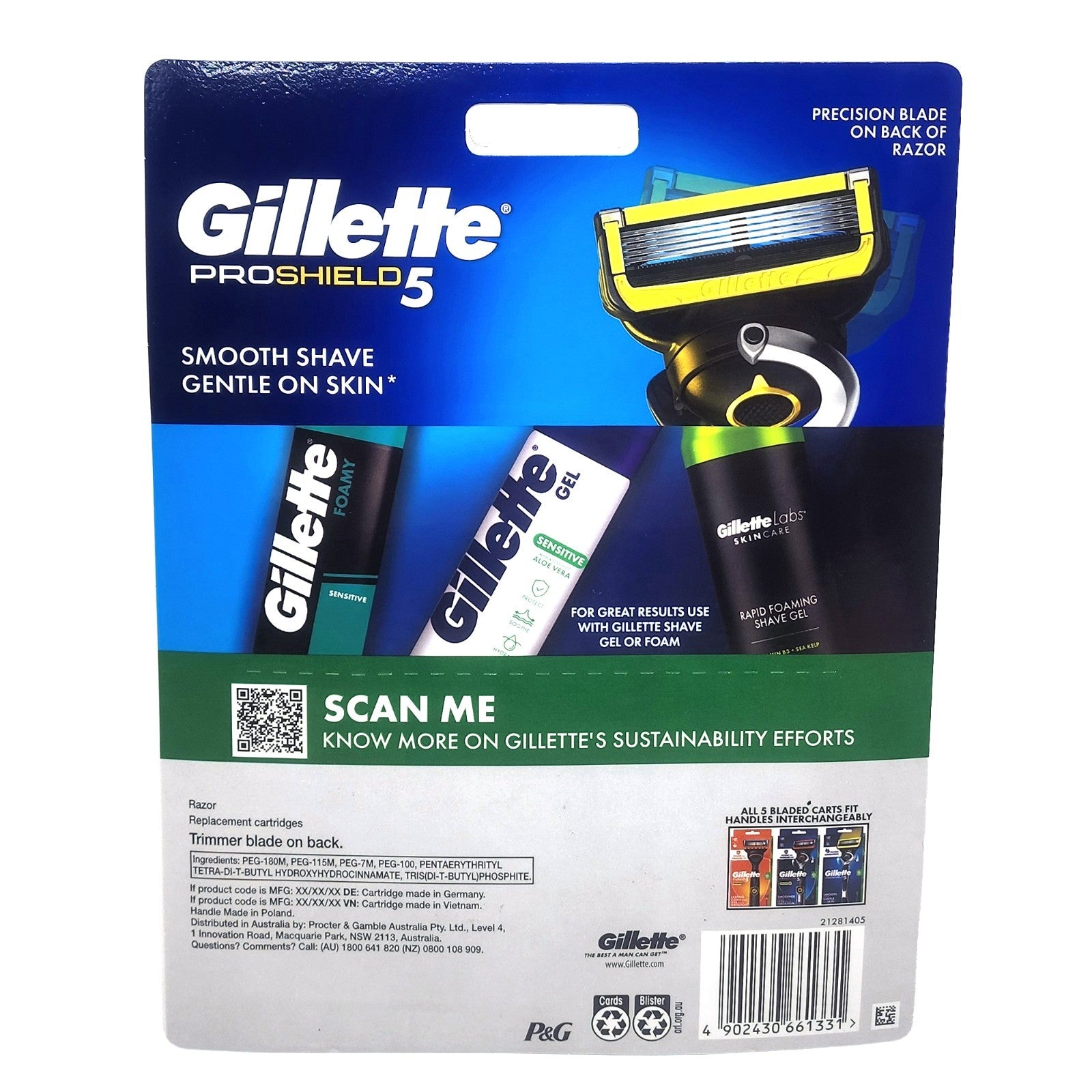 Gillette Fusion Proshield 5 Razor Handle With 13 Razor Blade Refill Cartridges