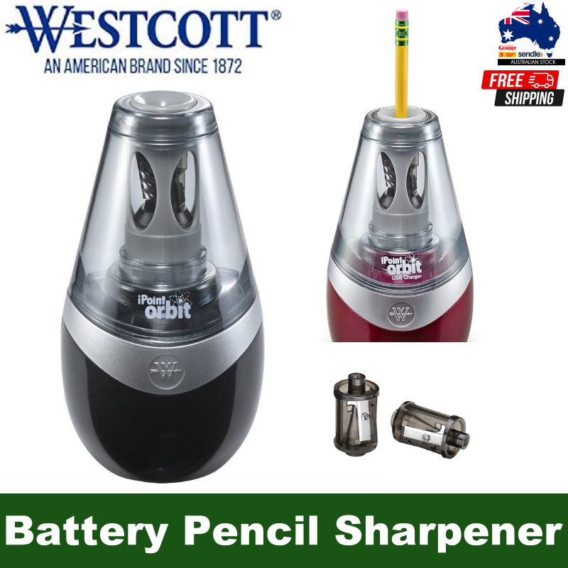 Westcott iPoint Orbit Battery Pencil Sharpener with 2x Replacement Blades