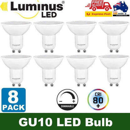 Luminus 8-Pack Dimmable GU10 LED Bulb 6W 500LM 5000K Daylight Recessed Downlight
