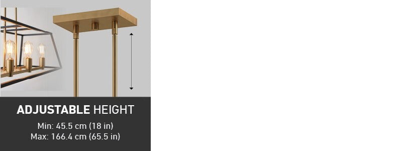 Artika Carter Long 8 Light Chandelier Matte Black, Adjustable Height
