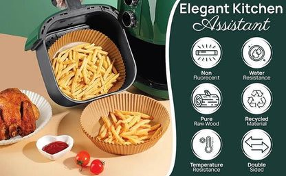 DATS Applaud Air Fryer Disposable Paper Liners Round, Oil & Water Proof, Baking