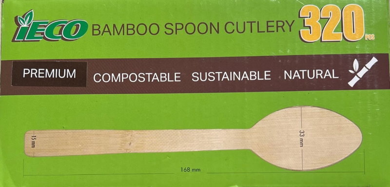 iECO 320pcs Disposable 100% Bamboo Utensils Set - Fork or Spoon Cutlery Set