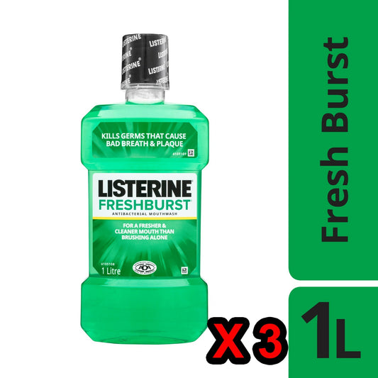 Listerine Freshburst Antiseptic Oral Gentle Mouthwash Freshen Breath 3 x 1L