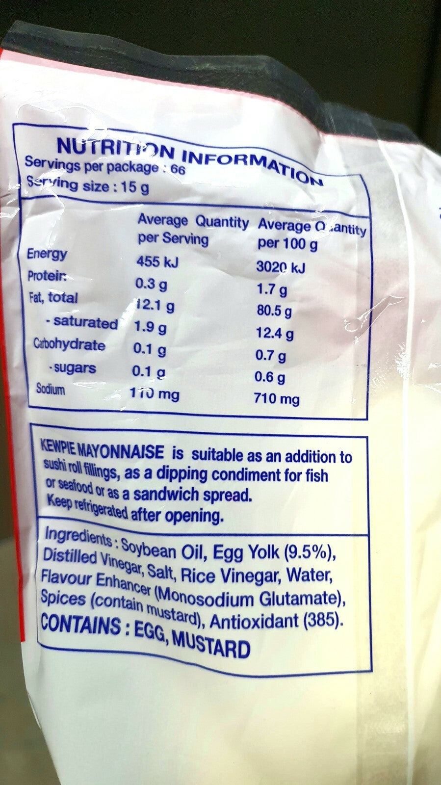 Kewpie Mayonnaise Paleo Gluten Dairy Free Tasty Japanese Mayonnaise Mayo 1kg tub