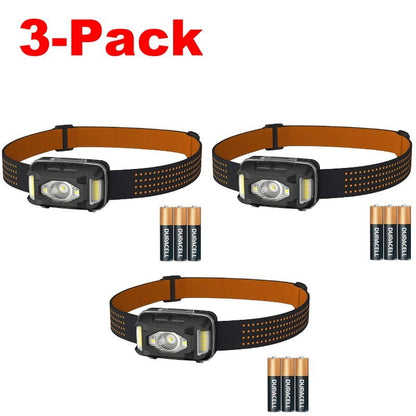 Duracell LED Headlamps 550 Lumens 9 Lighting Modes Waterproof IPX8, 220° Viewing