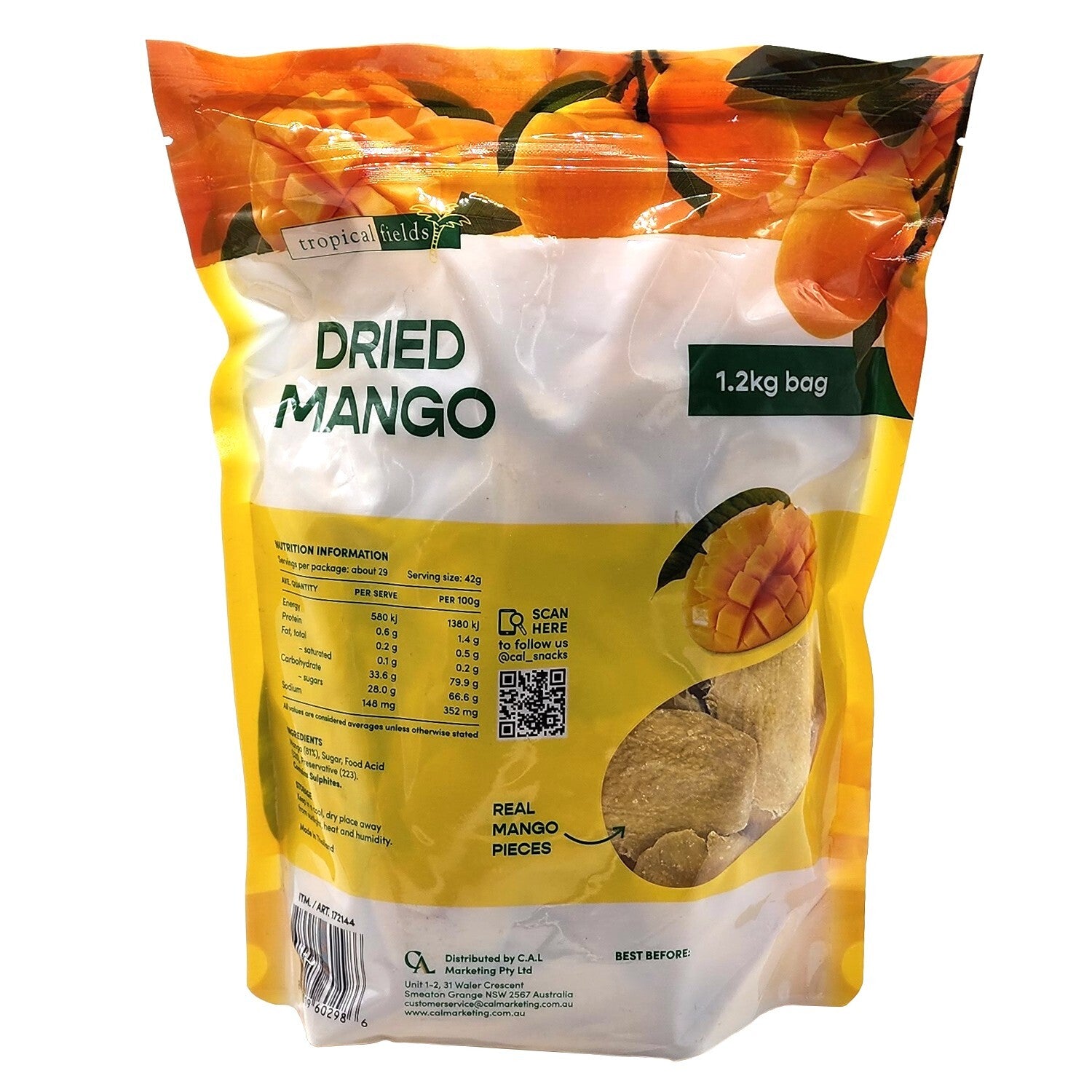 Tropical Fields Real Dried Mango Slice Vegetarian Healthy Snack Food 1.2kg