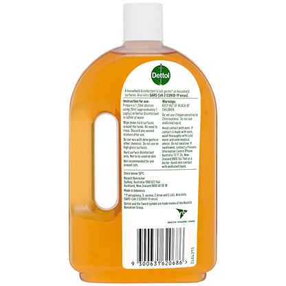 750mL Dettol Antiseptic Disinfectant Liquid Kills Germs Cleans Household Surface