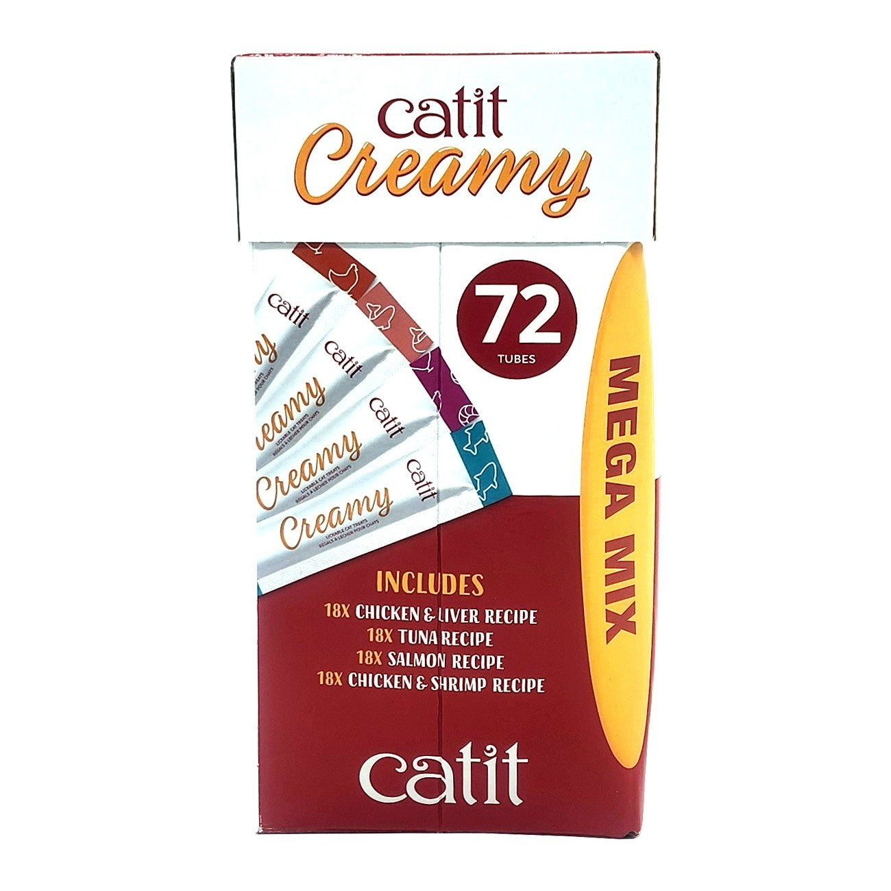 72 x 15g Catit Creamy Pet Lickable Cat Treat Snacks Tuna Chicken Shrimp & Salmon