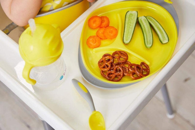 b.box Toddler Feeding Set Divided Plate, Sippy Cup, Cutlery Set - Self Training