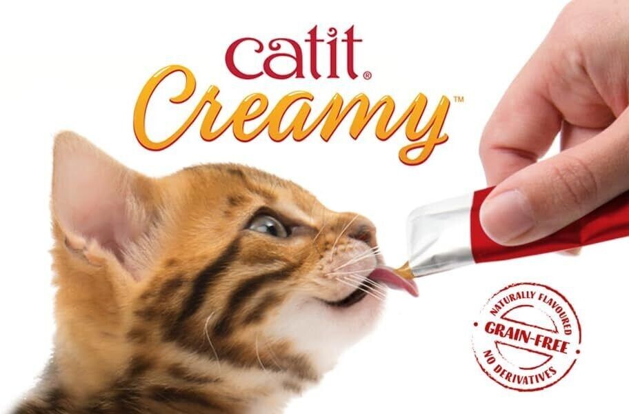 72 x 15g Catit Creamy Pet Lickable Cat Treat Snacks Tuna Chicken Shrimp & Salmon