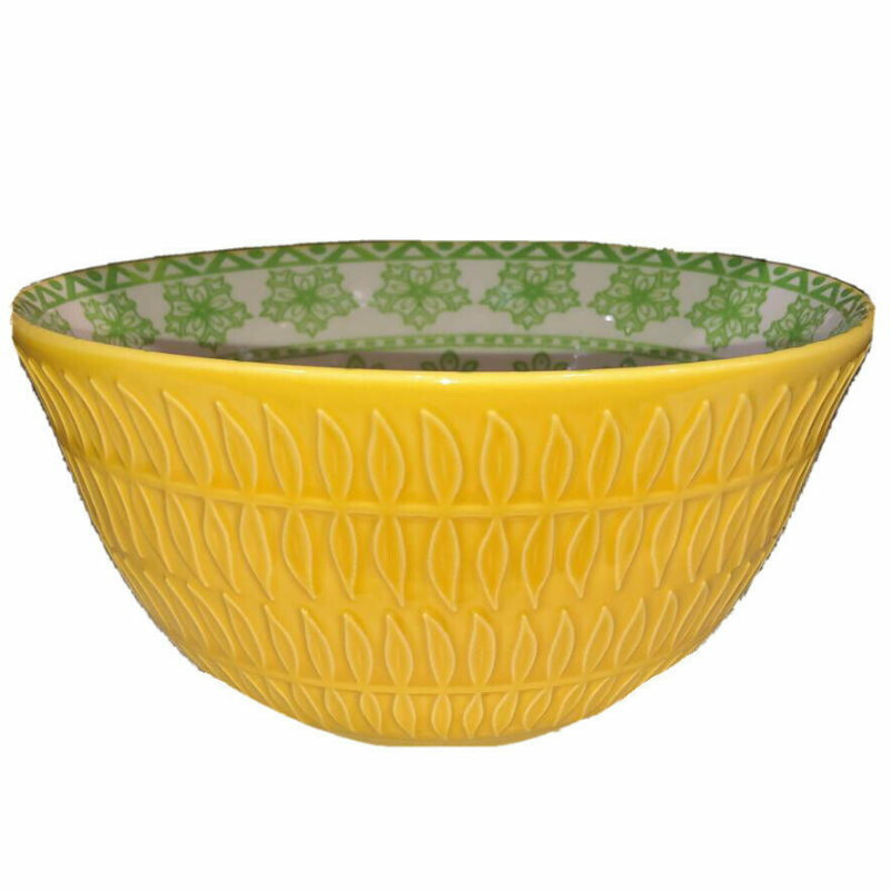 6-Piece Signature Housewares Stoneware Pad Print Bowls 660mL Microwave/Dishwashe