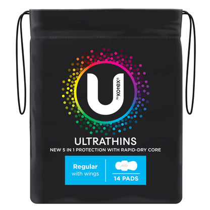 112 x U By Kotex Ultrathins Regular Pads with Wings Dry Disposable Period Pads