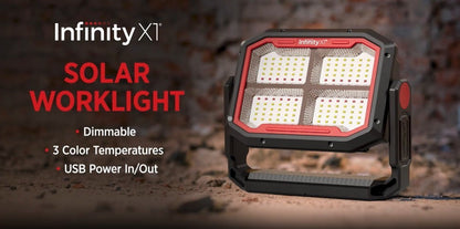 Infinity X1 3000 Lumen Solar Rechargeable Portable Floodlight Torch Work Light