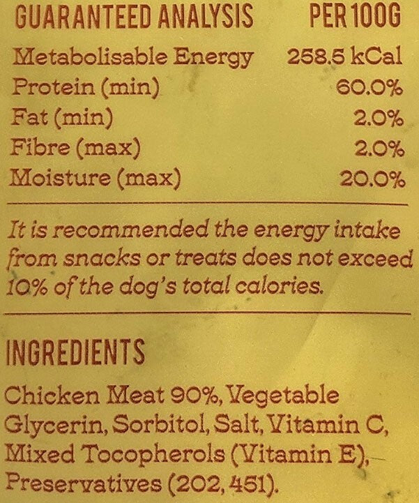 Paws & Whiskers Real Chicken Tenders Premium Dog Pet Treats Vitamin C & E 500g
