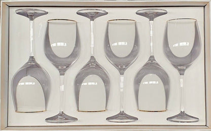 Cristina Re Chiara Wine Glasses - 6 Piece Set, 24ct Gold Trimmed & Lead Free
