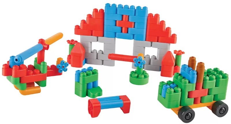 Poly M 128-Piece Building Block Set - Soft, Safe & Flexible Toy for 18m+ by Hape