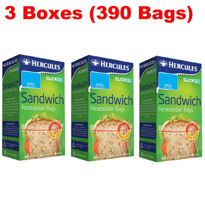 Hercules Resealable Sandwich Bags Freezer & Microwave Safe, BPA Free, Food Fresh