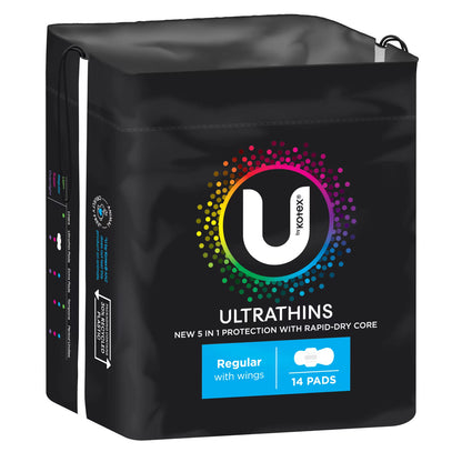 112 x U By Kotex Ultrathins Regular Pads with Wings Dry Disposable Period Pads