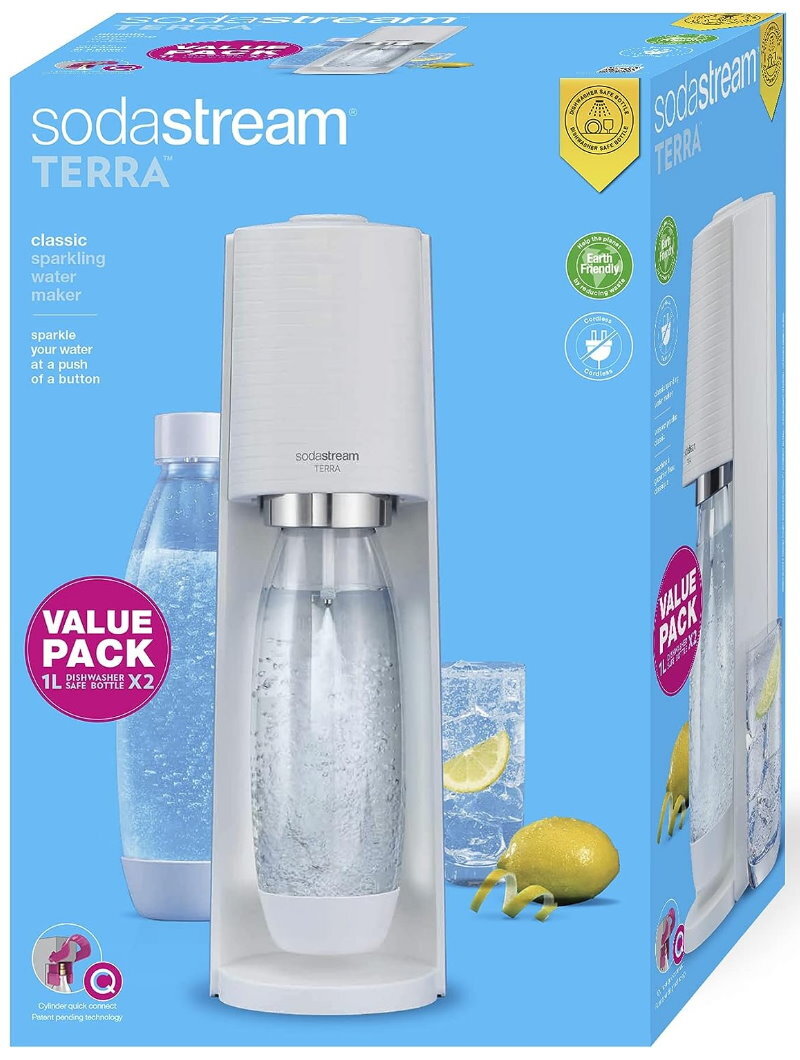Sodastream Terra Sparkling Water Maker Value Pack or 60 Litre Quick Connect CO2
