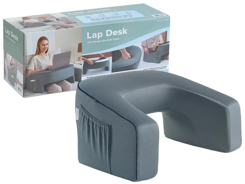Casual Living Lap Desk Pillow Memory Foam Removable Knit Cover for Bed & Couch