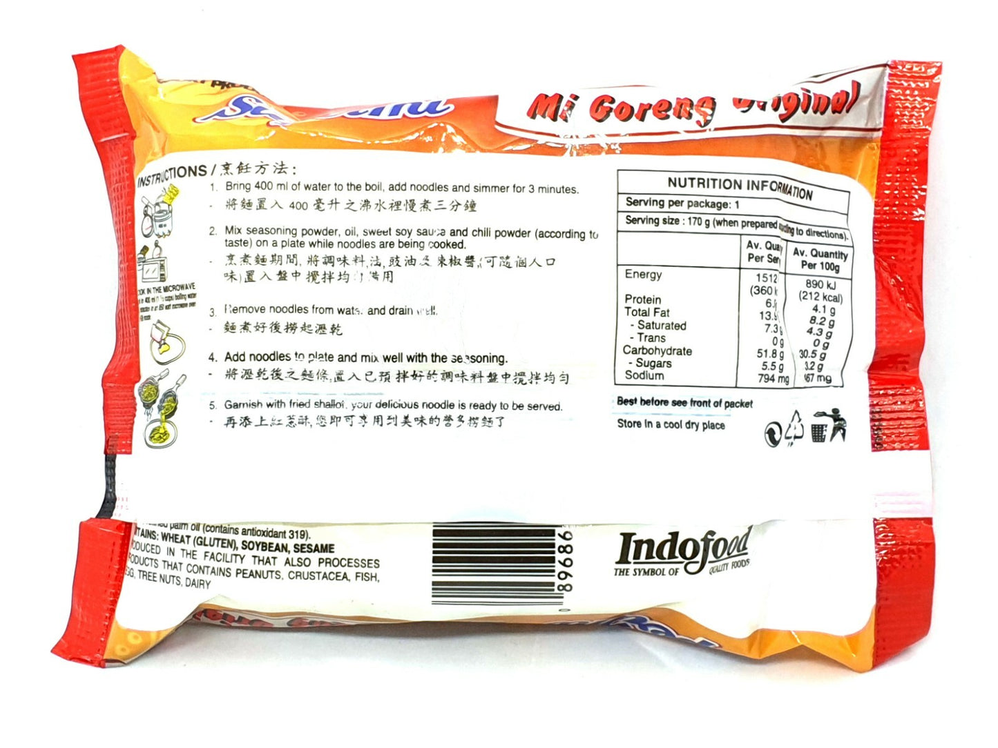 30 x 80g Indofood Indonesian Mi Goreng Original SuperMi Instant Fried Noodles