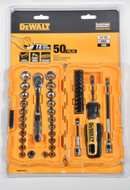 NEW DeWALT 1/4" Drive 50 Piece Mechanics Tool Set Kit DWMT81610 Socket Set