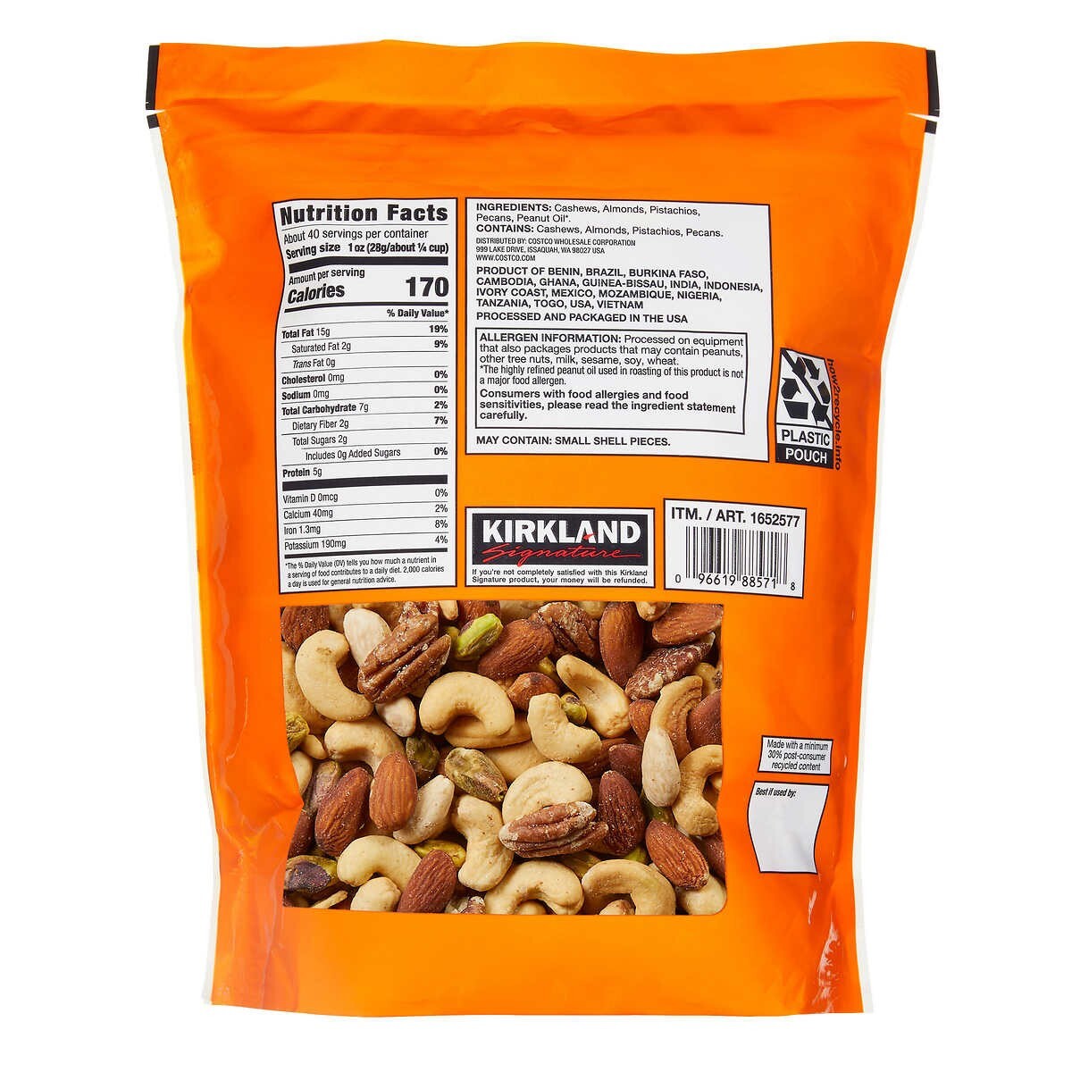 Fancy Premium Quality Unsalted Mixed Nuts Vegan Kids School Lunch Snack 1.13Kg