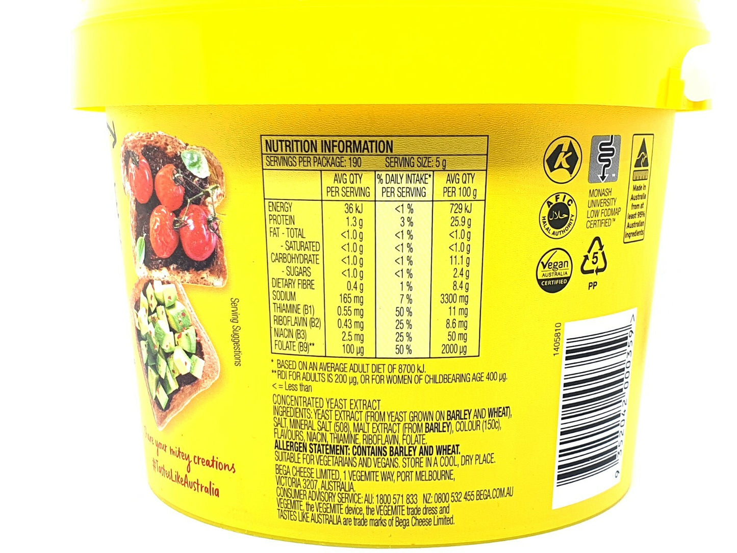 Vegemite 950g Tub Jar Australian Made Vegan Breakfast Sandwich Spread Vitamins B