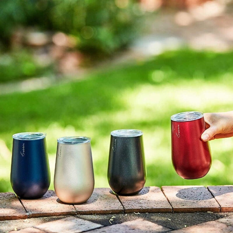 Rabbit 4-Pack Double Wall Stainless Steel 12oz Wine Tumbler Set with Lids