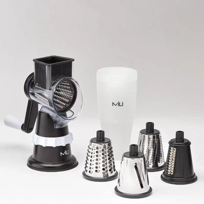 MIU 5-in-1 Rotary Drum Grater & Slicer with Suction Base, 5 Replaceable Drum