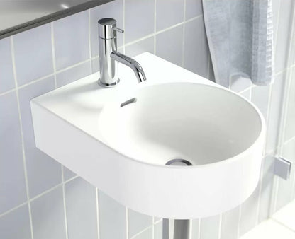 Clark Round Wall Basin 350mm One Taphole with Chrome Round Pin Basin Mixer Tap