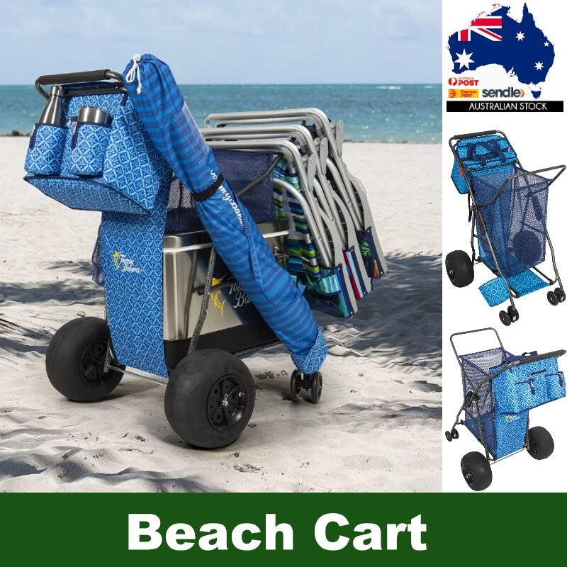 Tommy Bahama XL Wonder Wheeler Deluxe Folding Beach Cart - 45L Cooler, 4 Chairs