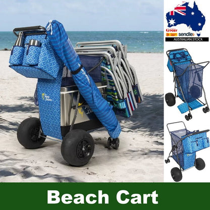 Tommy Bahama XL Wonder Wheeler Deluxe Folding Beach Cart - 45L Cooler, 4 Chairs