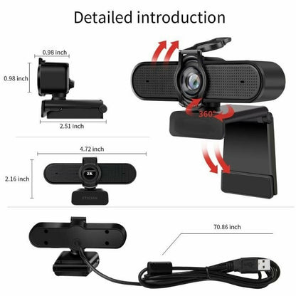 Pro Stream Webcam Internet WEB Camera 1440P or 1080P or 720P , Plug and Play