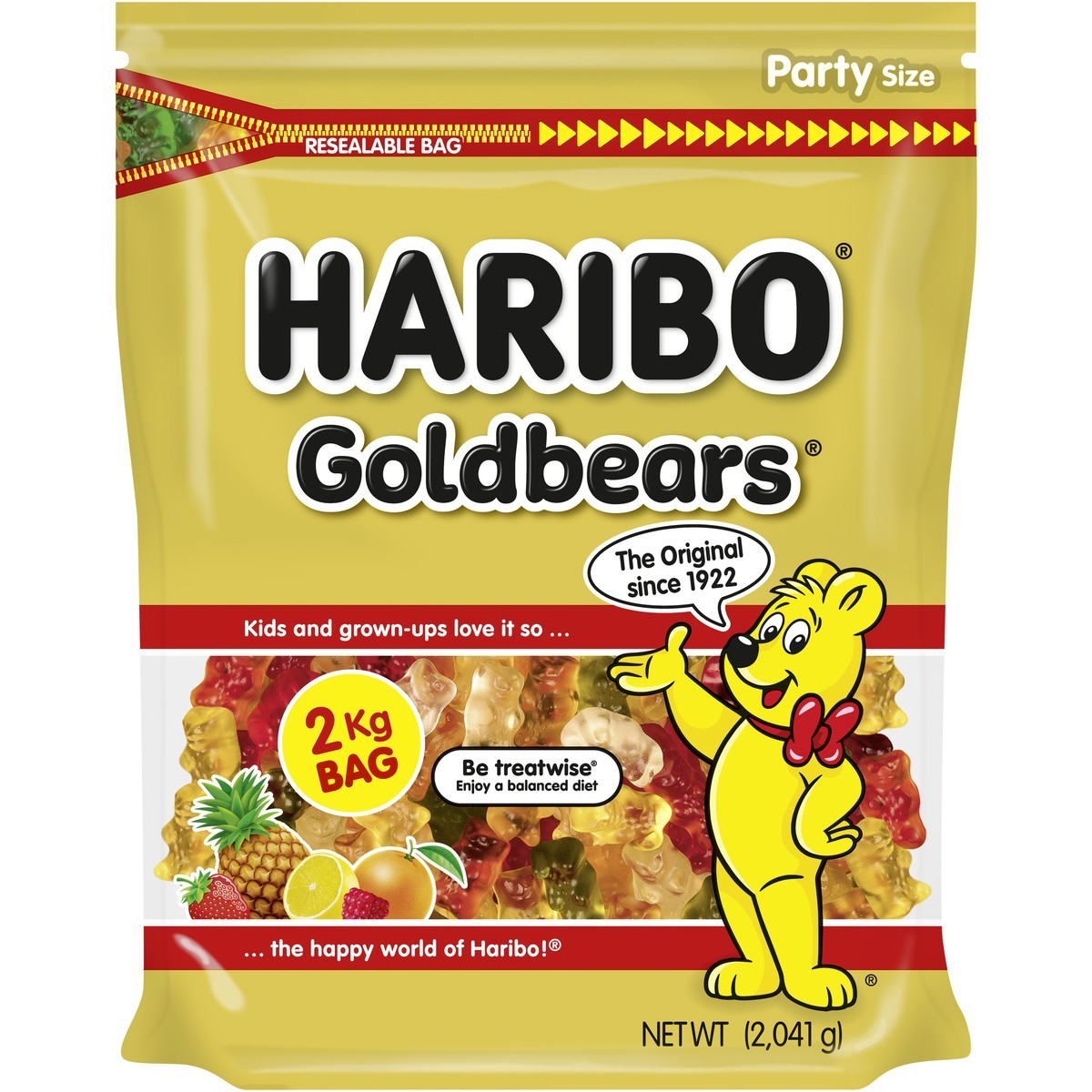 Haribo Goldbears 2kg Party Bag Chewy Gummy Bear Candy Lollies Kids Sweet Snack