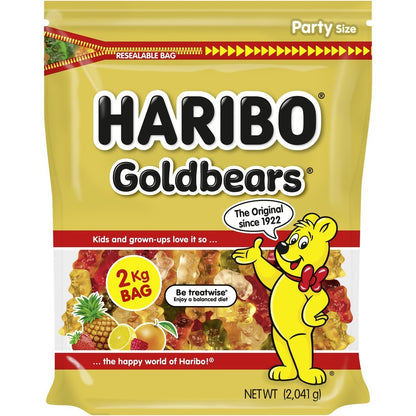 Haribo Goldbears 2kg Party Bag Chewy Gummy Bear Candy Lollies Kids Sweet Snack