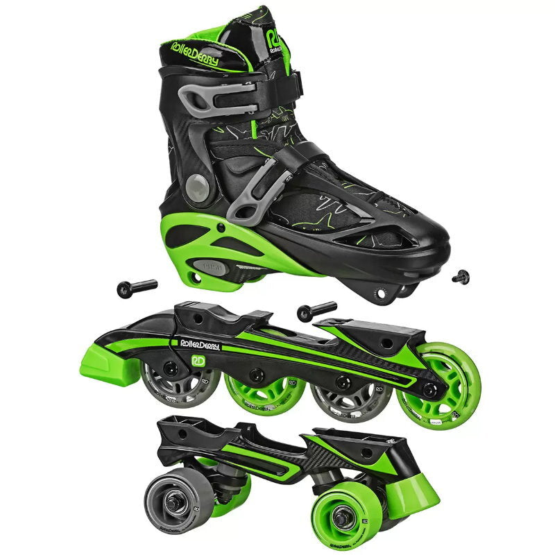 Roller Derby 2-in-1 Combo Adjustable Quad Roller and Inline Skates for Kids