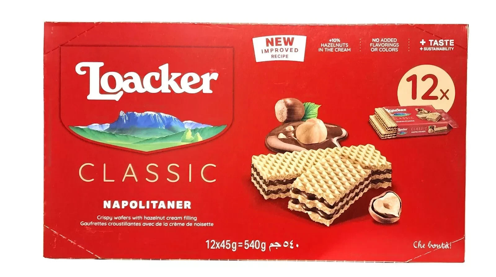 Loacker Napolitaner Crispy Wafers Hazelnut Cream Kids Biscuits Snack 12 x 45g