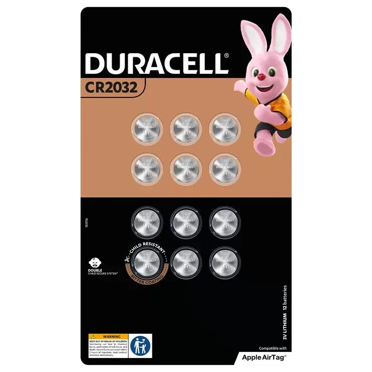 Duracell Lithium Coin Battery CR2032 Apple AirTag Battery secure package 12 Pack