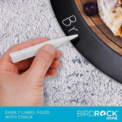 BIRDROCK HOME 18" Wood Chalkboard Lazy Susan Turntable Organizer with Pencil