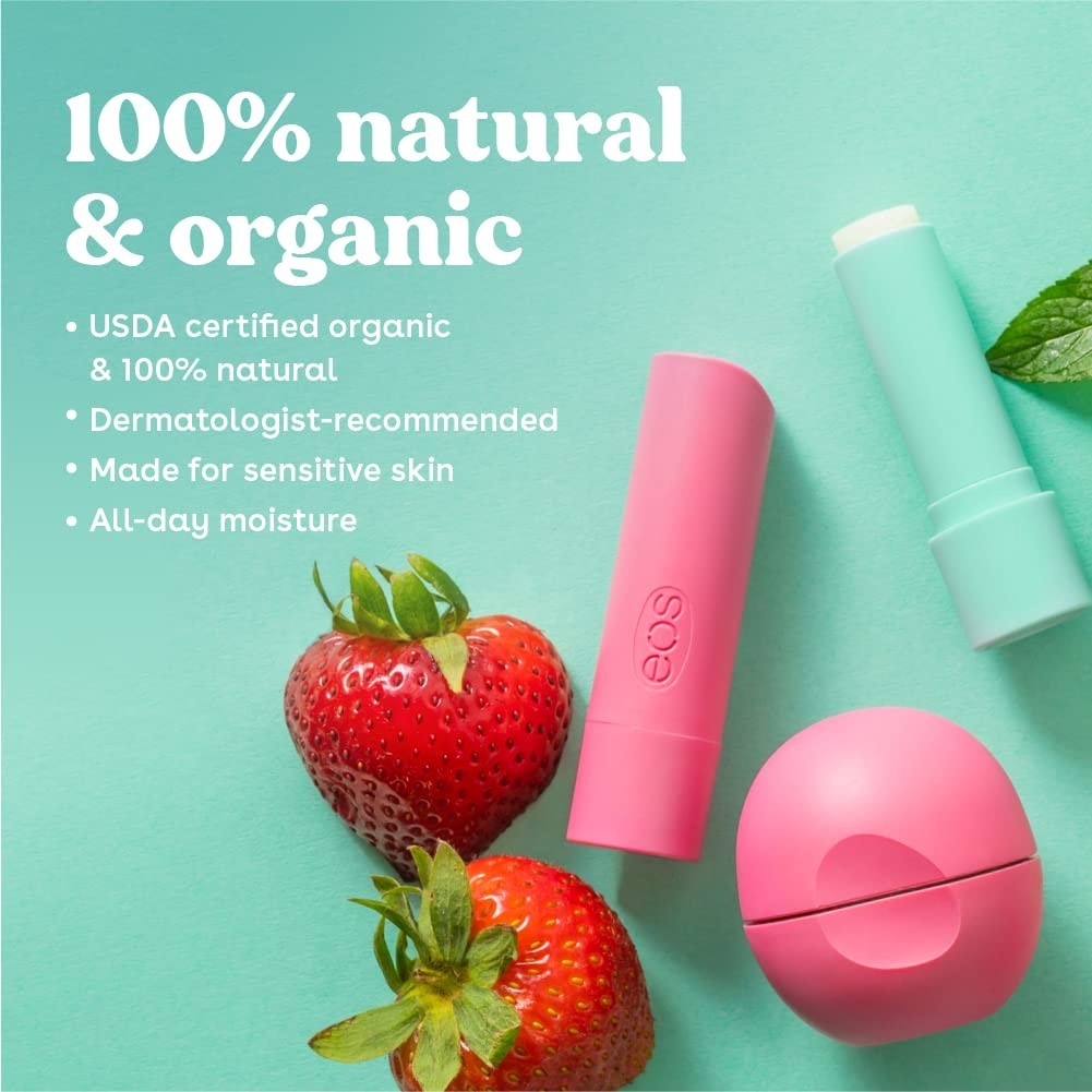 eos Natural Organic Lip Balm 9 Pack Vanilla Strawberry Blackberry Coconut Mango