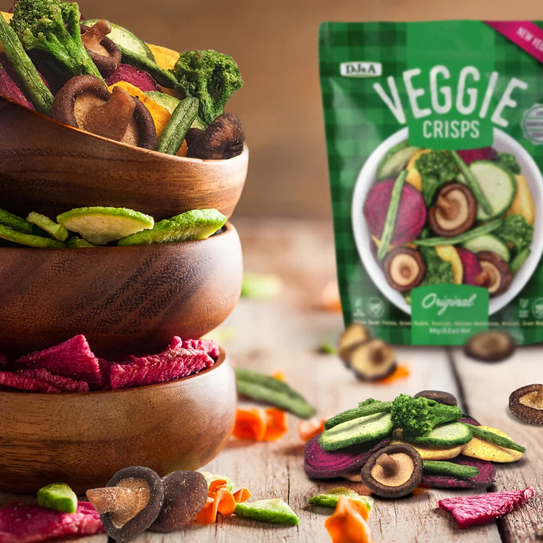 Veggie Mix Sweet Potato Radish Beetroot Shiitake Mushroom Broccoli Crisps 330g