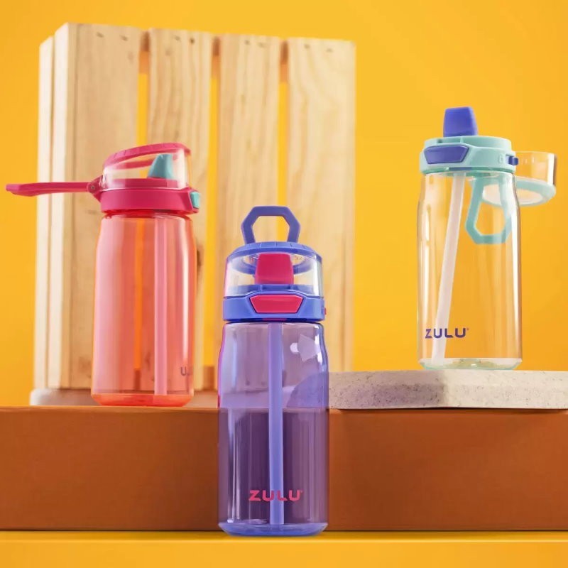 ZULU 3-Pack Kids Flex Tritan Water Bottle Set 16 oz / 473 ml for Boys or Girls