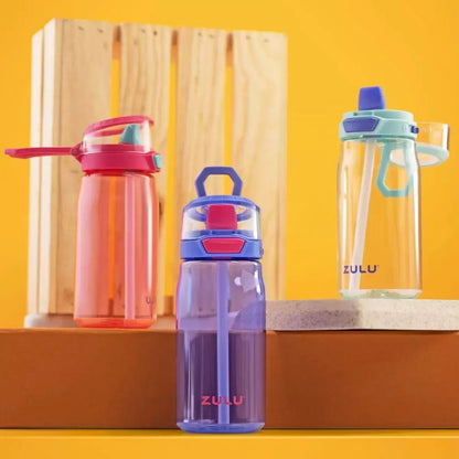 ZULU 3-Pack Kids Flex Tritan Water Bottle Set 16 oz / 473 ml for Boys or Girls